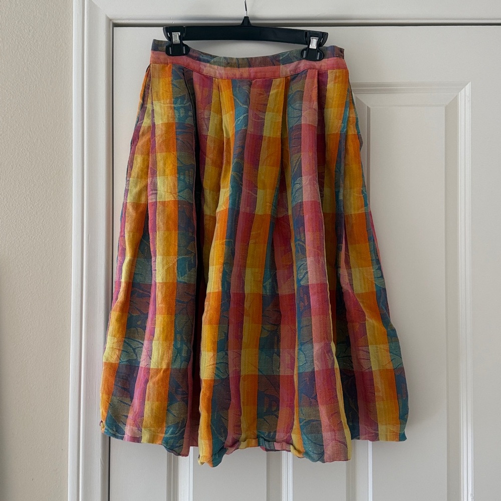 Christian Dior Multicolor Striped Midi Skirt